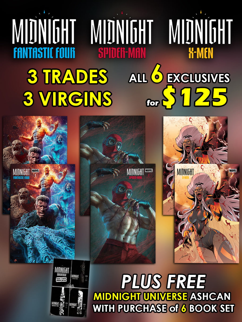Set of 6 + Ashcan Midnight Trade & Virgin Exclusives PRESALE 10/7