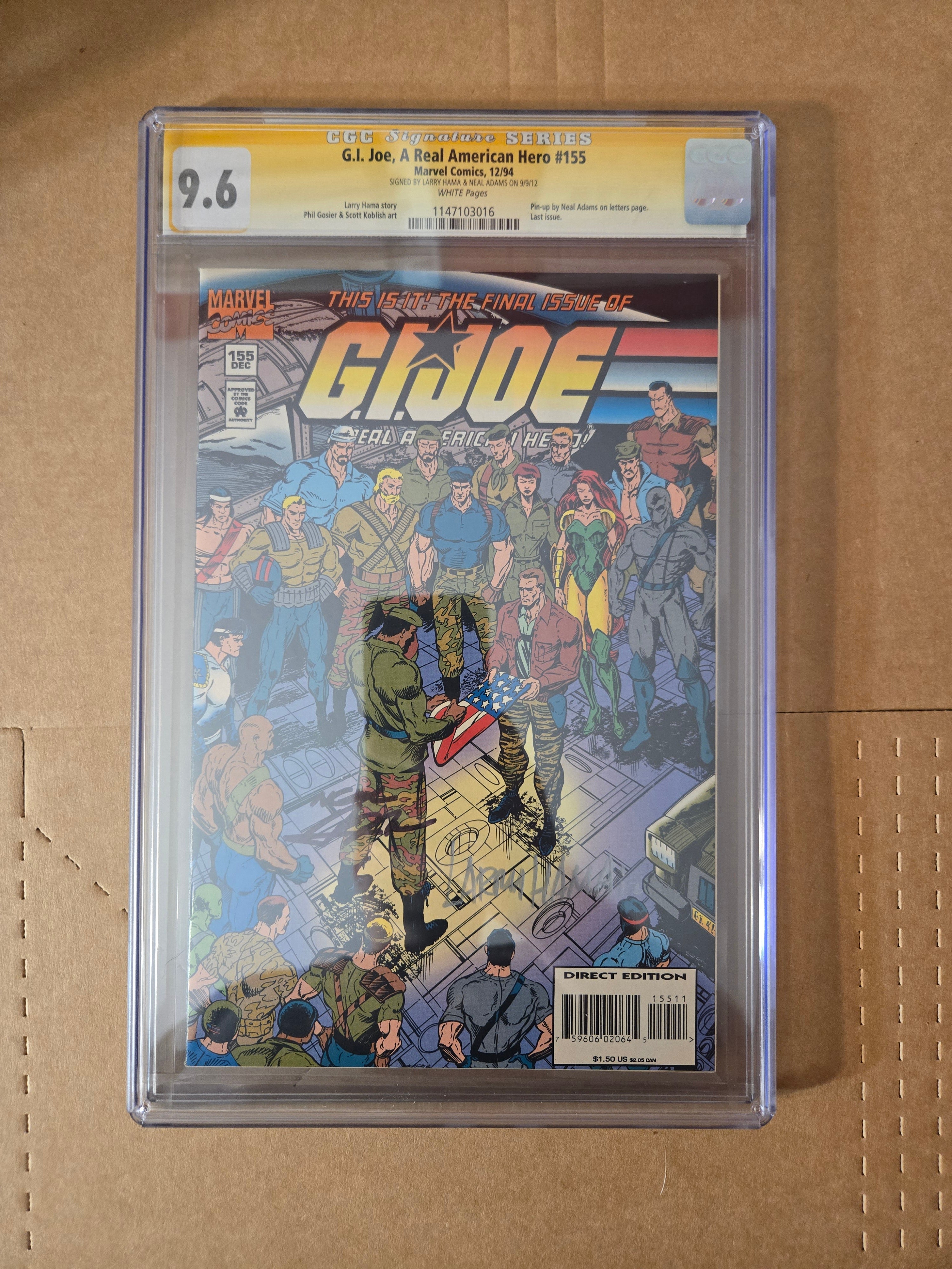 CGC SS 9.6 G.I. Joe #155 Signed 2x Neal Adams Larry Hama Last Issue